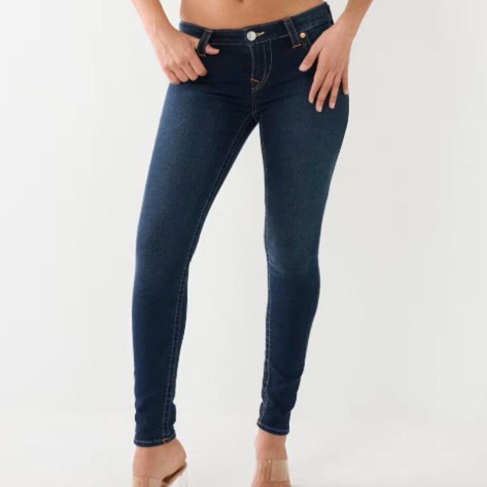 True Religion Halle Skinny Jeans Size Women's Sz 27 Classic Fit Dark Wash Denim